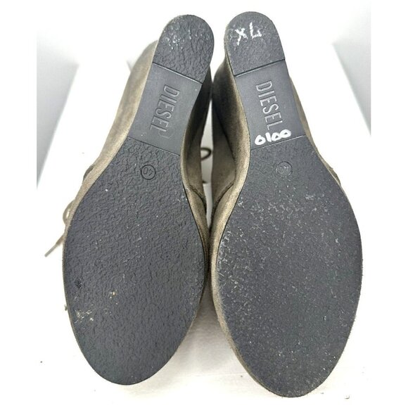 Diesel Womens Suede Ankle Booties Wedge Heel Stylish Lace Up Gray Sz US 9 EU 40 - Picture 8 of 13